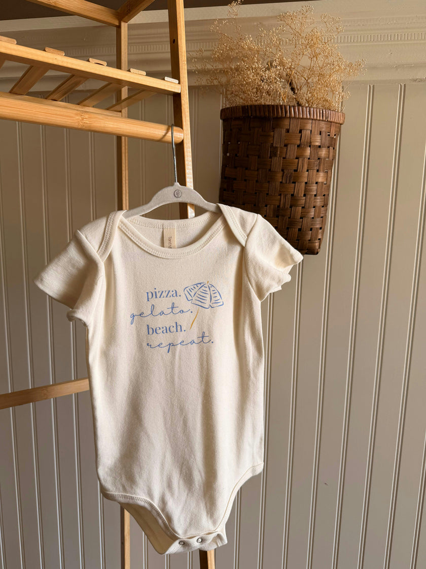 Pizza Gelato Beach Organic Cotton Baby Bodysuit