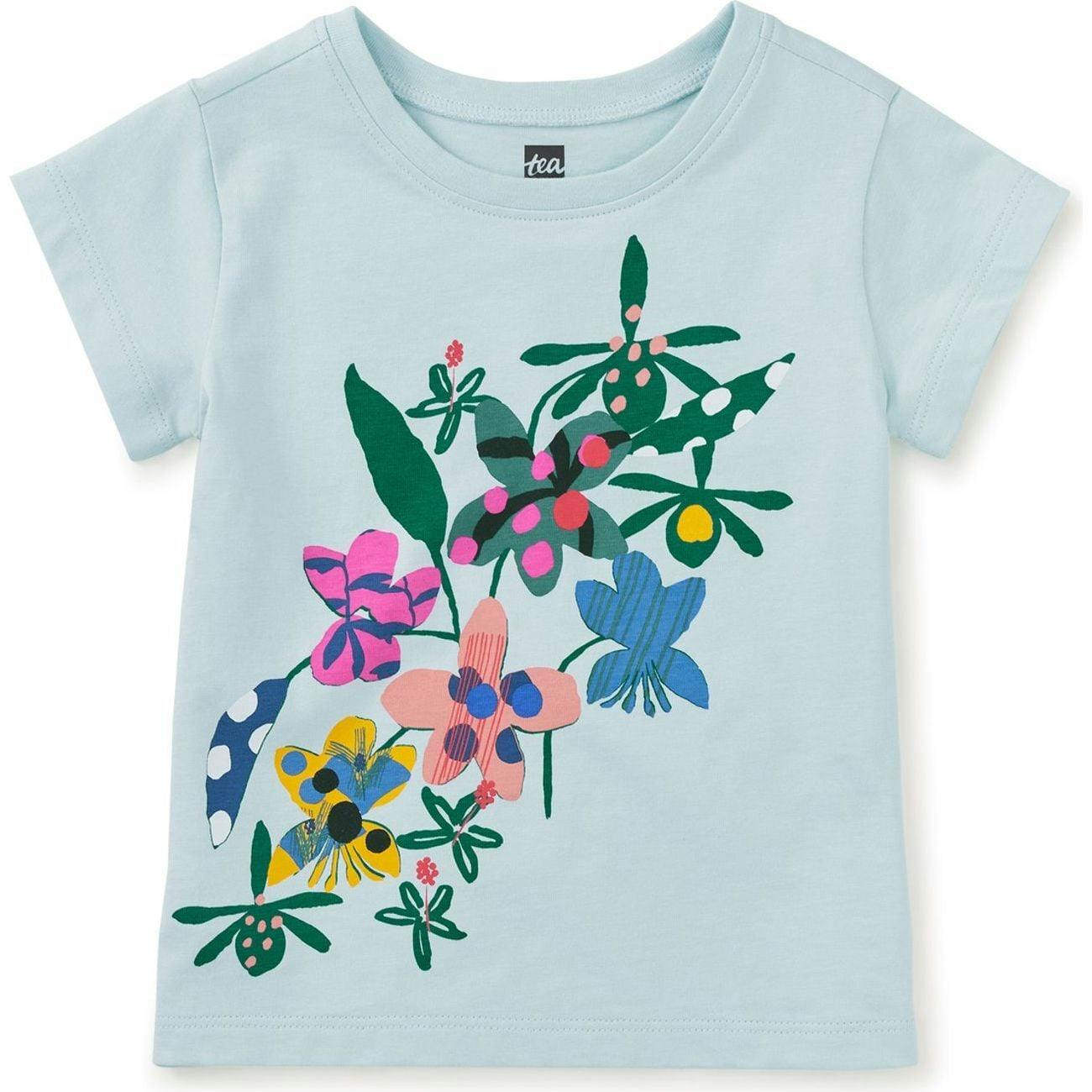 Tropical Orchids Graphic Tee, Blue