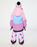 Two Piece Play Snowsuit Pink And Purple Colorblock With Watercolor Floral Print Pants