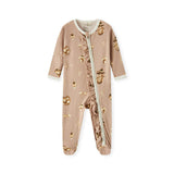 Mushroom Organic Cotton Ruffle Footed Romper