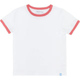 Unisex White Ringer Tee With Poppy Red Trim