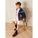 Boat Motif Knitted Cardigan in Navy (2- 10yrs)