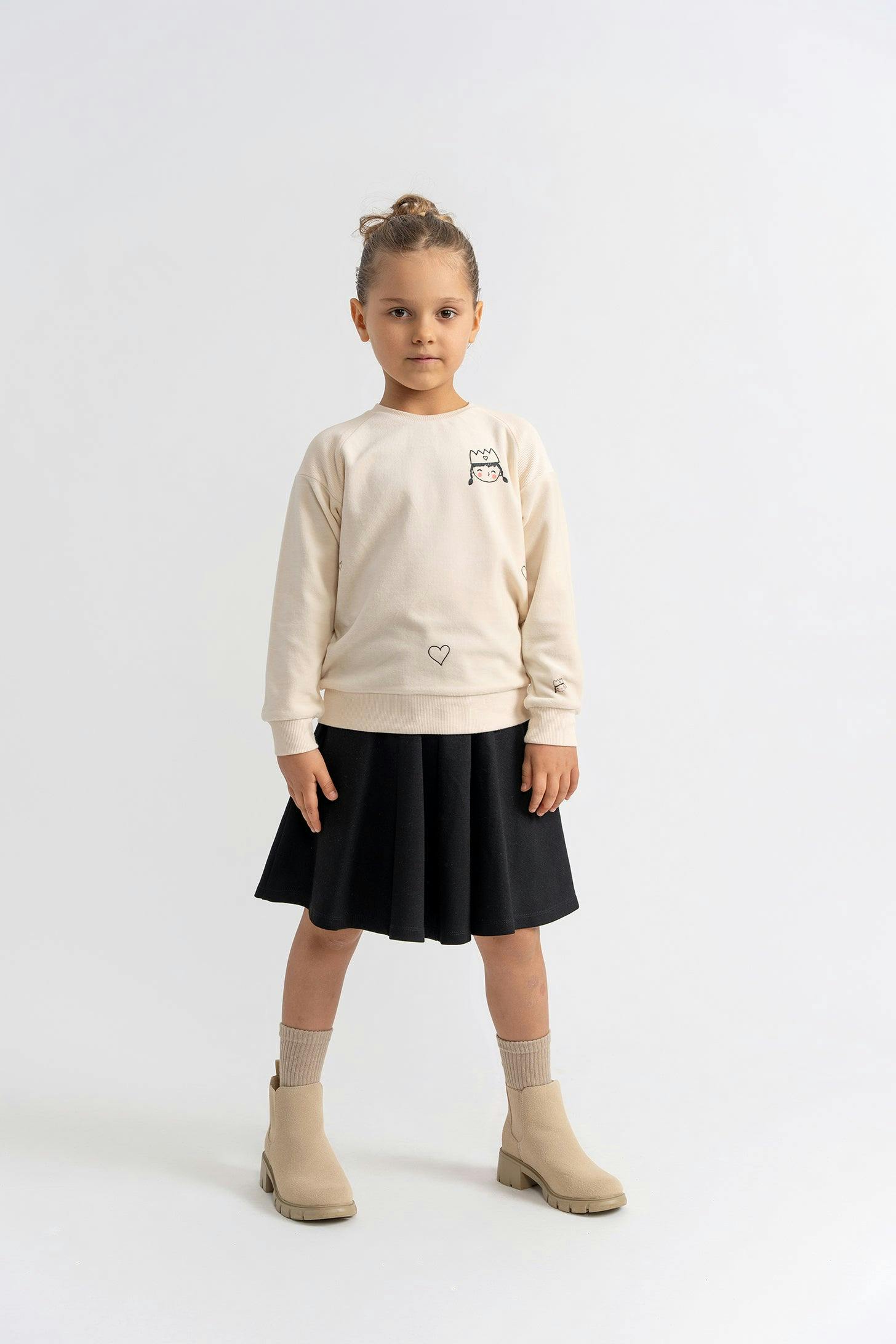 Princess Print Sweatshirt Cream