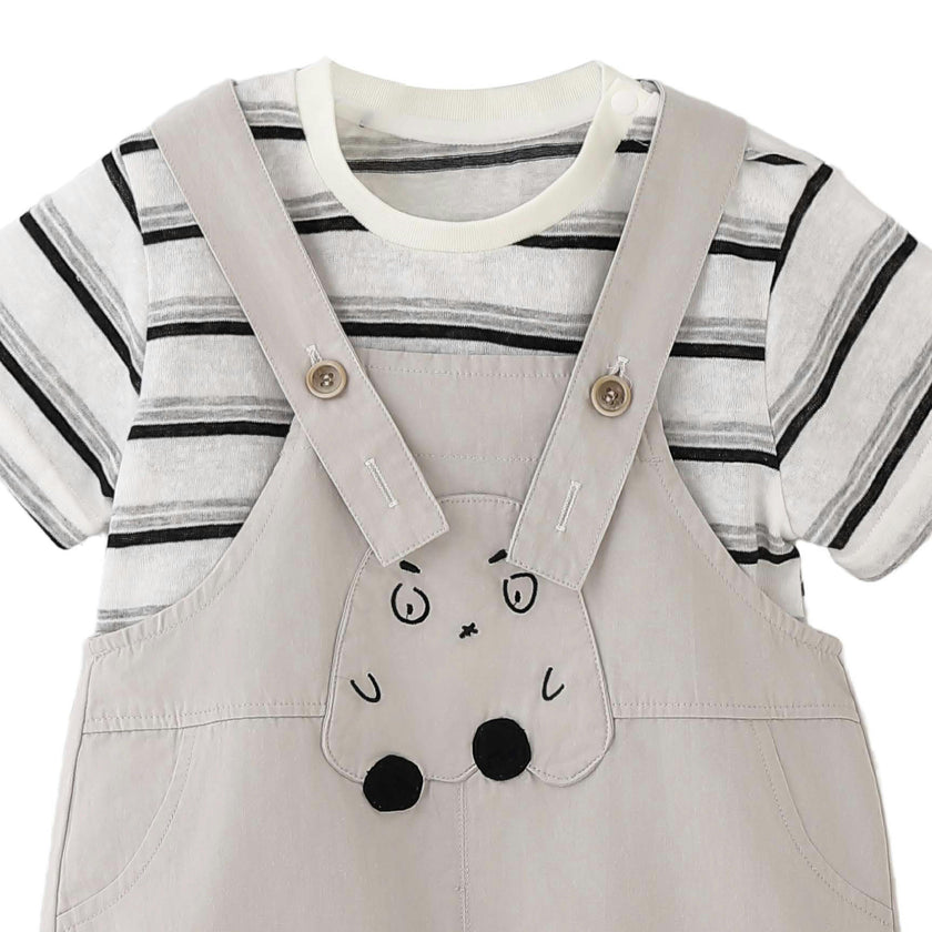 Beige Animal Overall Set