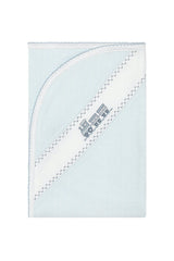 Blue Herringbone Embroidered Receiving Blanket