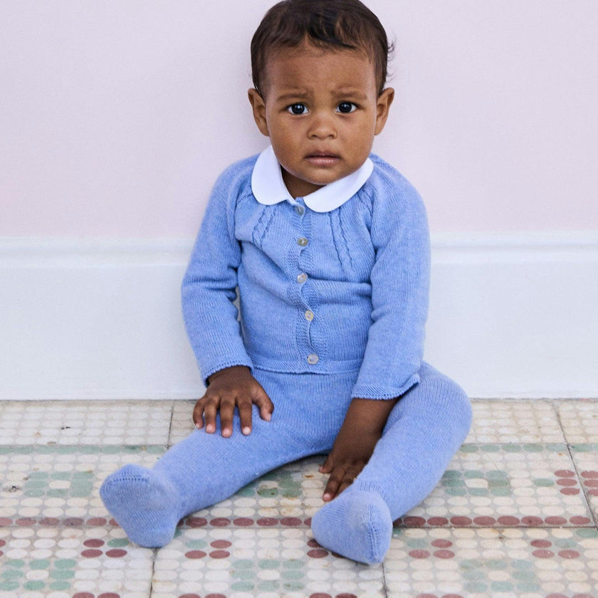 Blue Sanson Cotton Baby Knitted Set