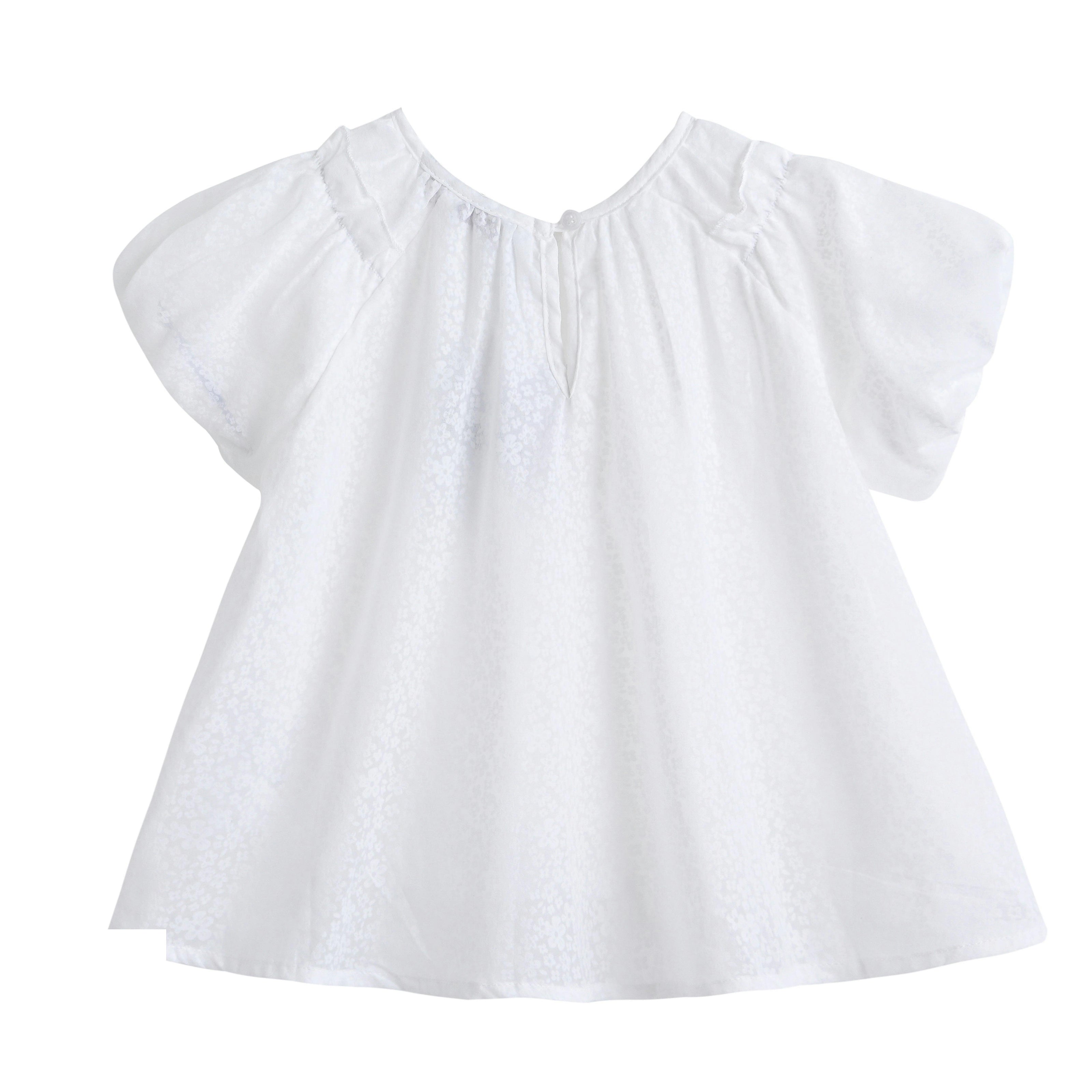 White Lace-Trim Bow Skirt Set