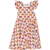 Racer Back Twirly Dress in Cassettes/Stars