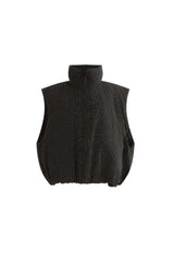 Black Grid-Pattern Quilted Vest
