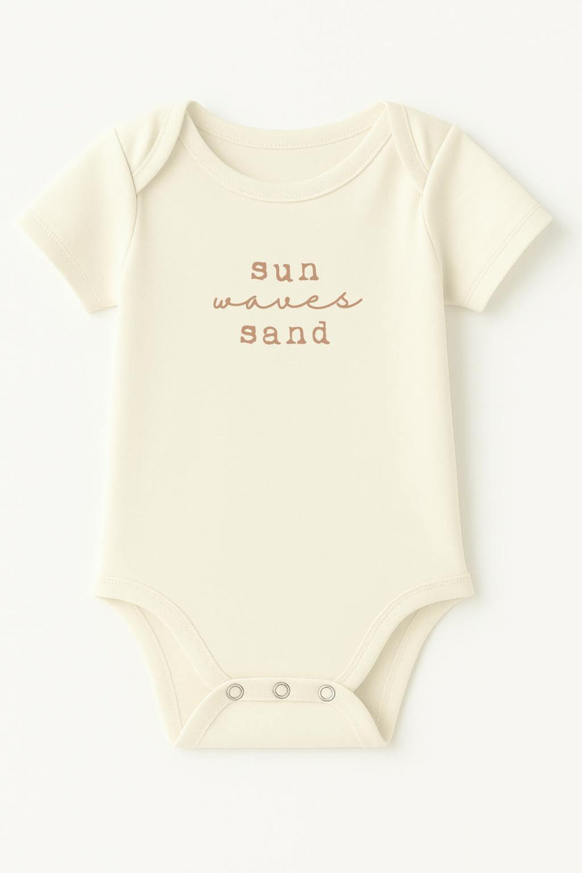 Sun Waves Sand Clay Organic Cotton Short Sleeve Baby Bodysuit