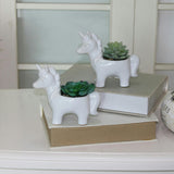 Teal Ceramic Faux Succulents
