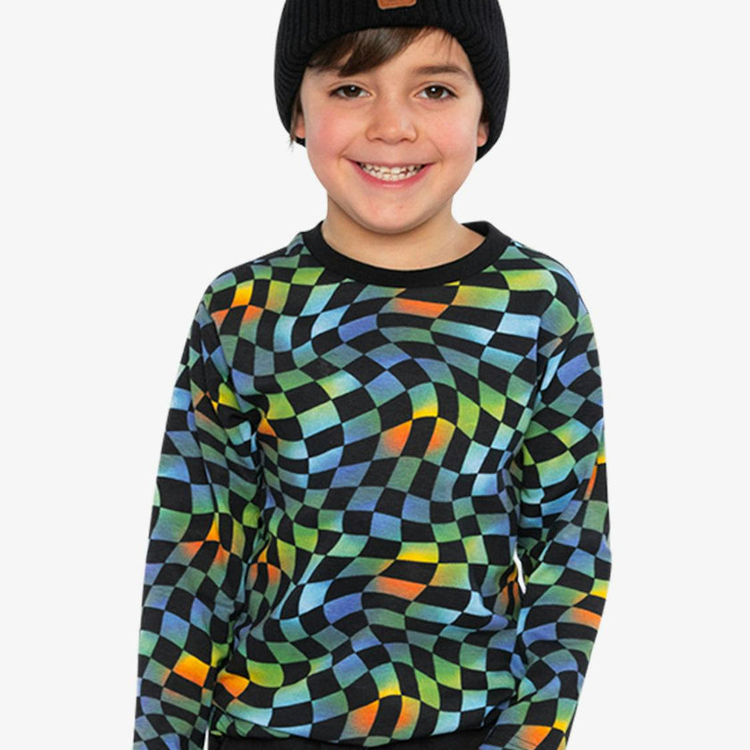 Organic Cotton Long Sleeve T-Shirt Blue Checkered Print