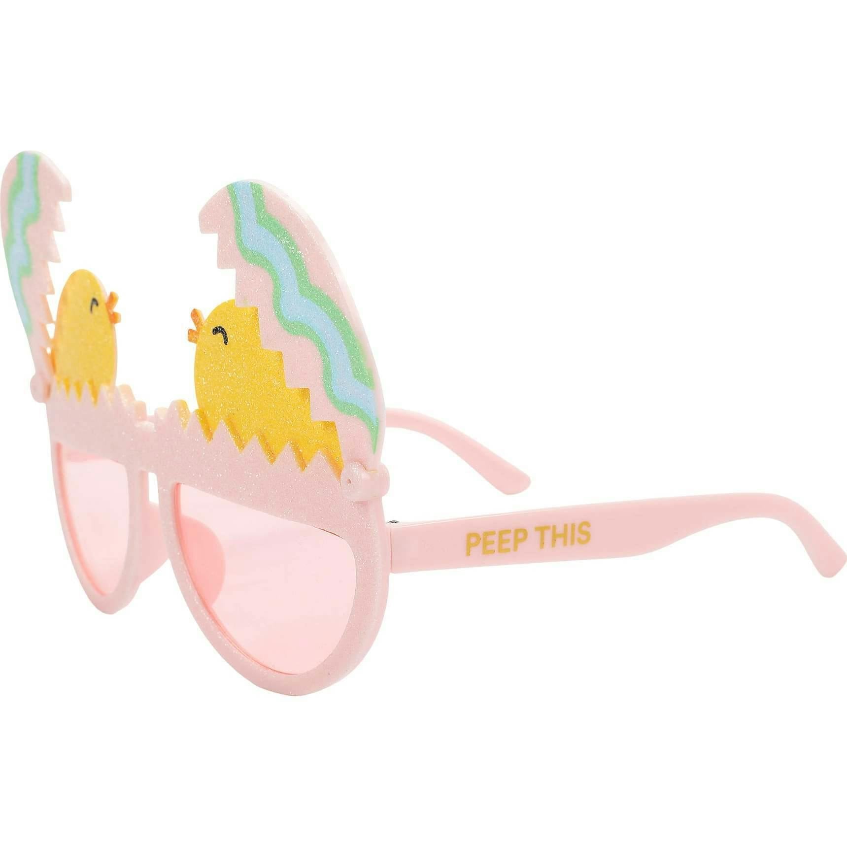 Packed Party Peek-a-Boo Chick Novelty Glasses - Pink Frames with Glitter Chick and Pastel Egg Details, Pink Lenses, and Peep This Gold Text, 5.9x3.5 Inch