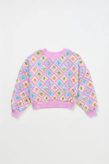 POSTCARD QUILTED SWEATSHIRT LILAC