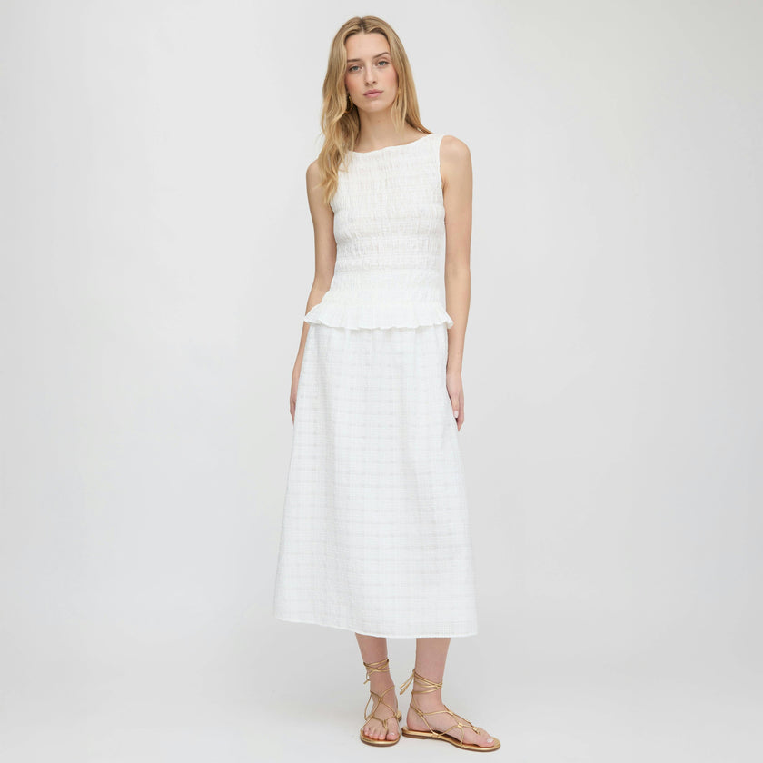 The Phoebe Nap Top - White Crinkle Check