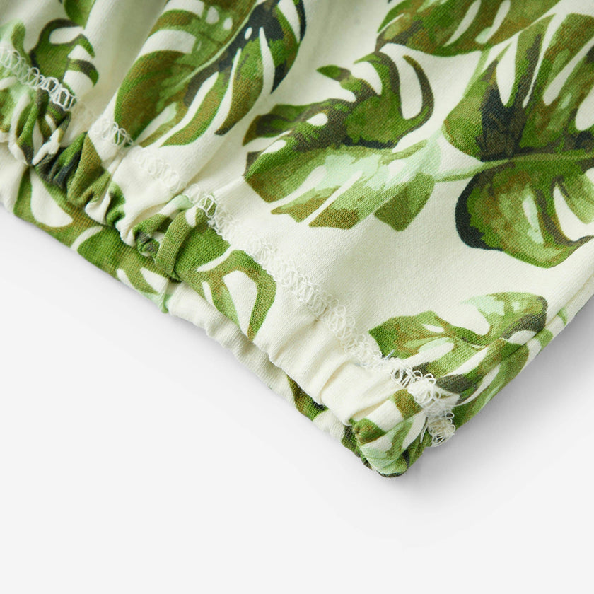 Island Leaf Cotton Stretch Newborn Gown & Hat Set