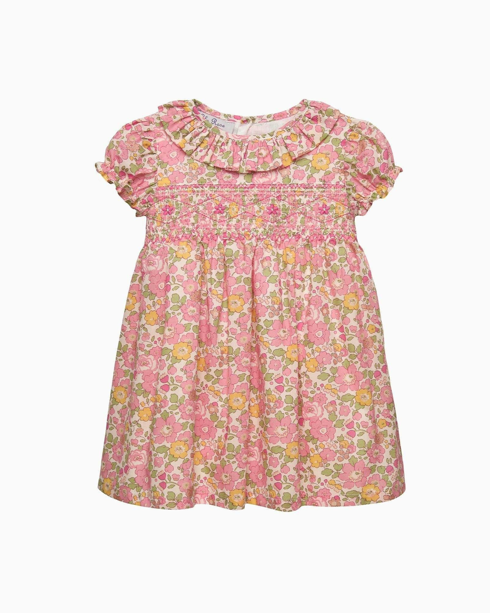 Baby Peach Sparkle Betsy Smocked Dress