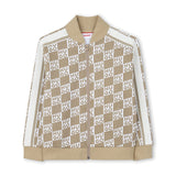 Beige Sweatshirt for Boys with All-Over Logo Print
