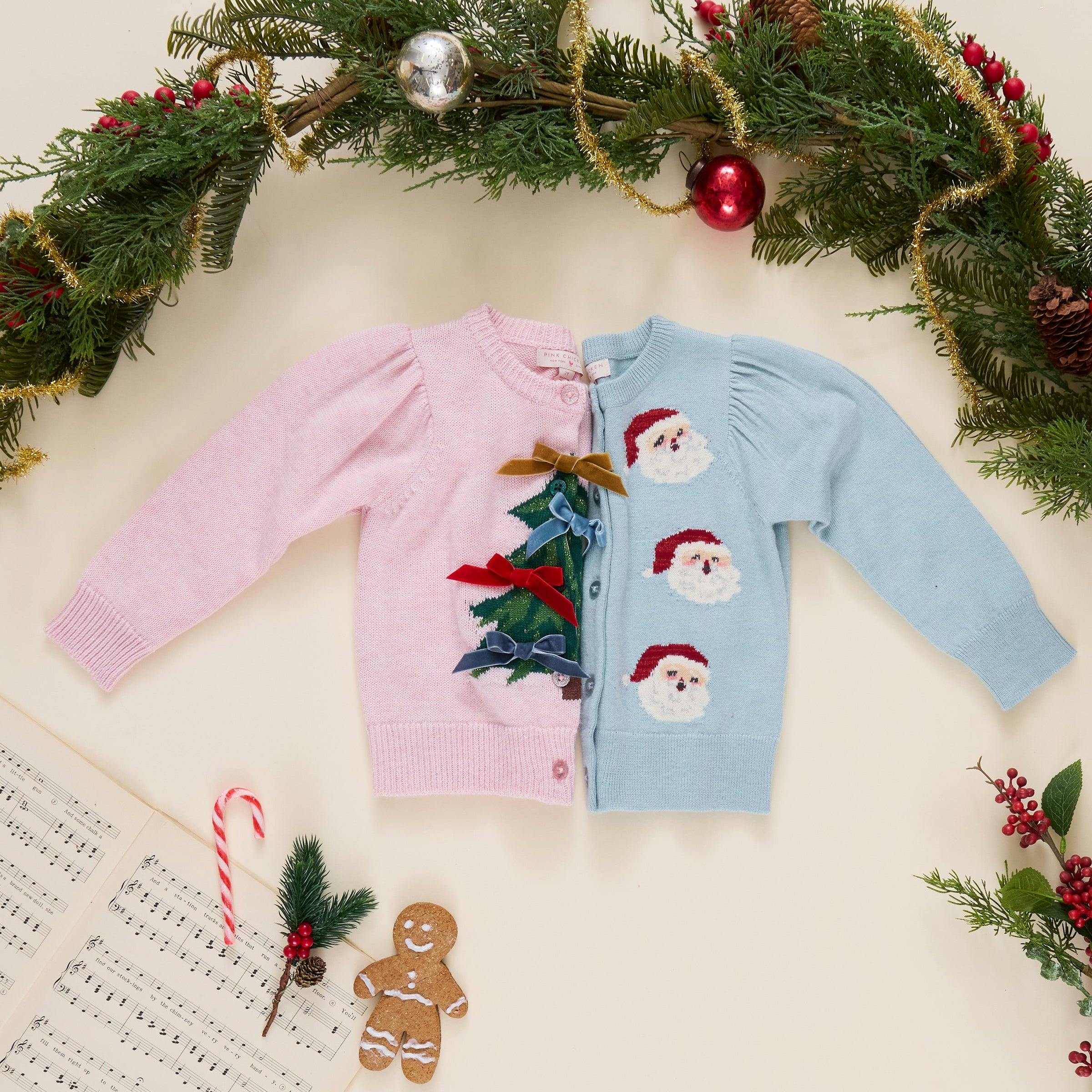 Girls Constance Sweater - Tossed Santas