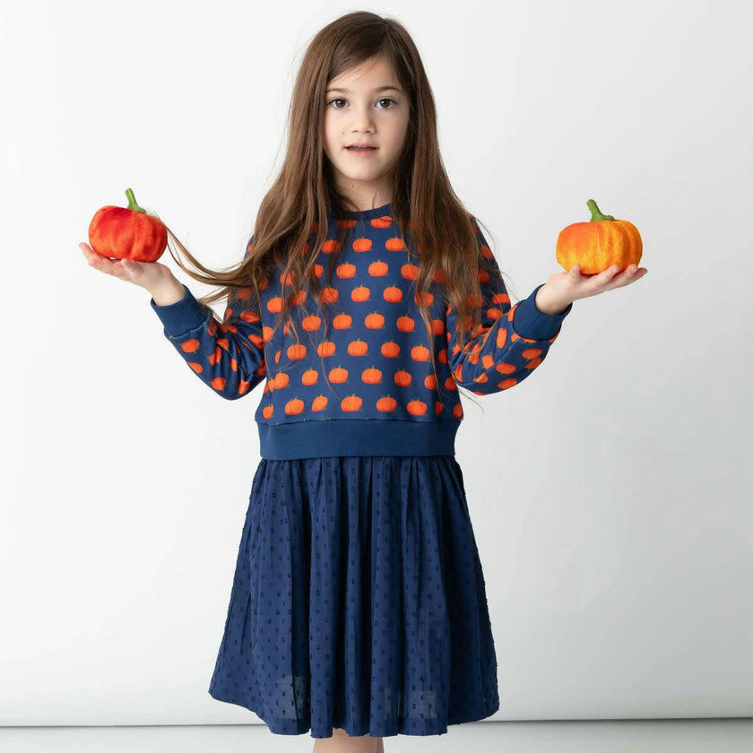 Pumpkin Patch Long Sleeve Sweatshirt And Twirl Skirt Dress