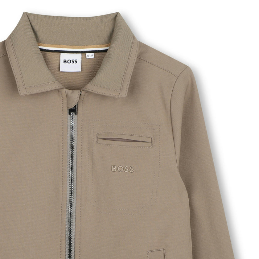 Beige Zip-Up Cardigan