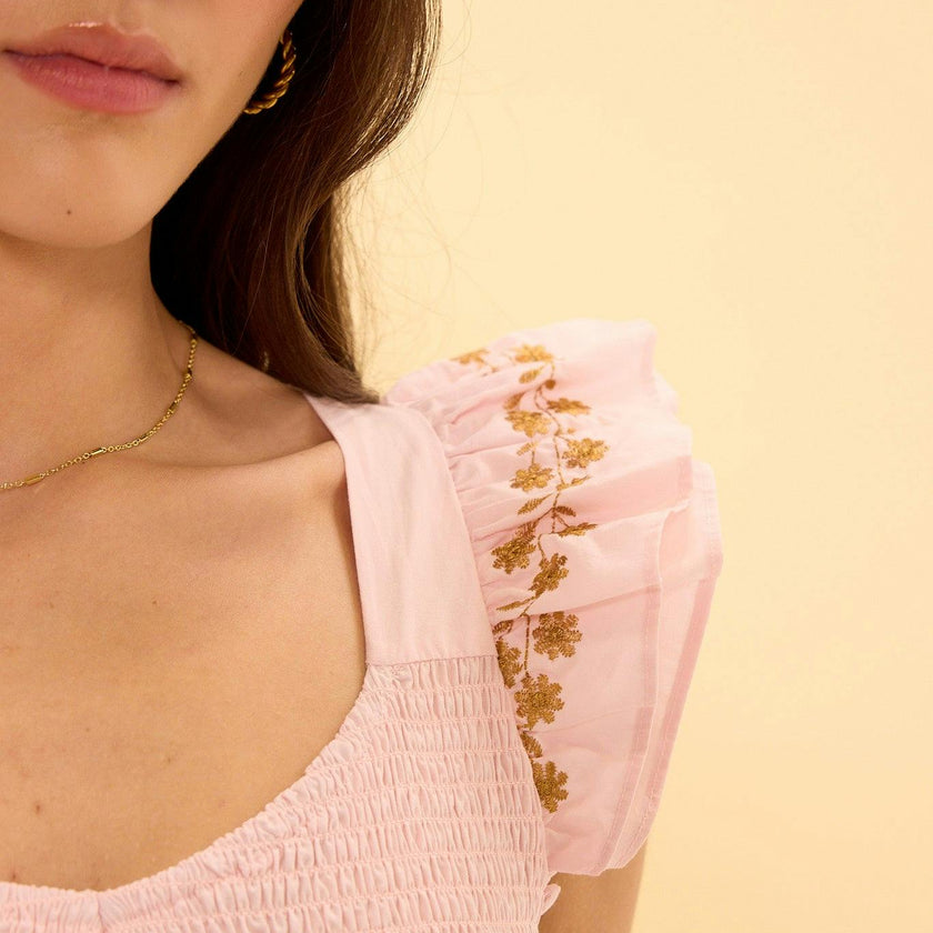Hattie Dress in Embroidered Spring Floral