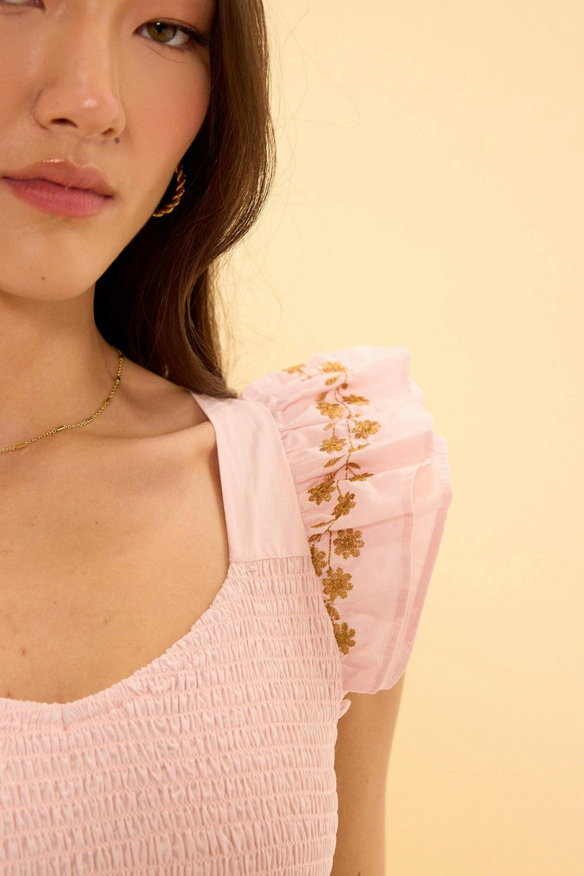 Hattie Dress in Embroidered Spring Floral