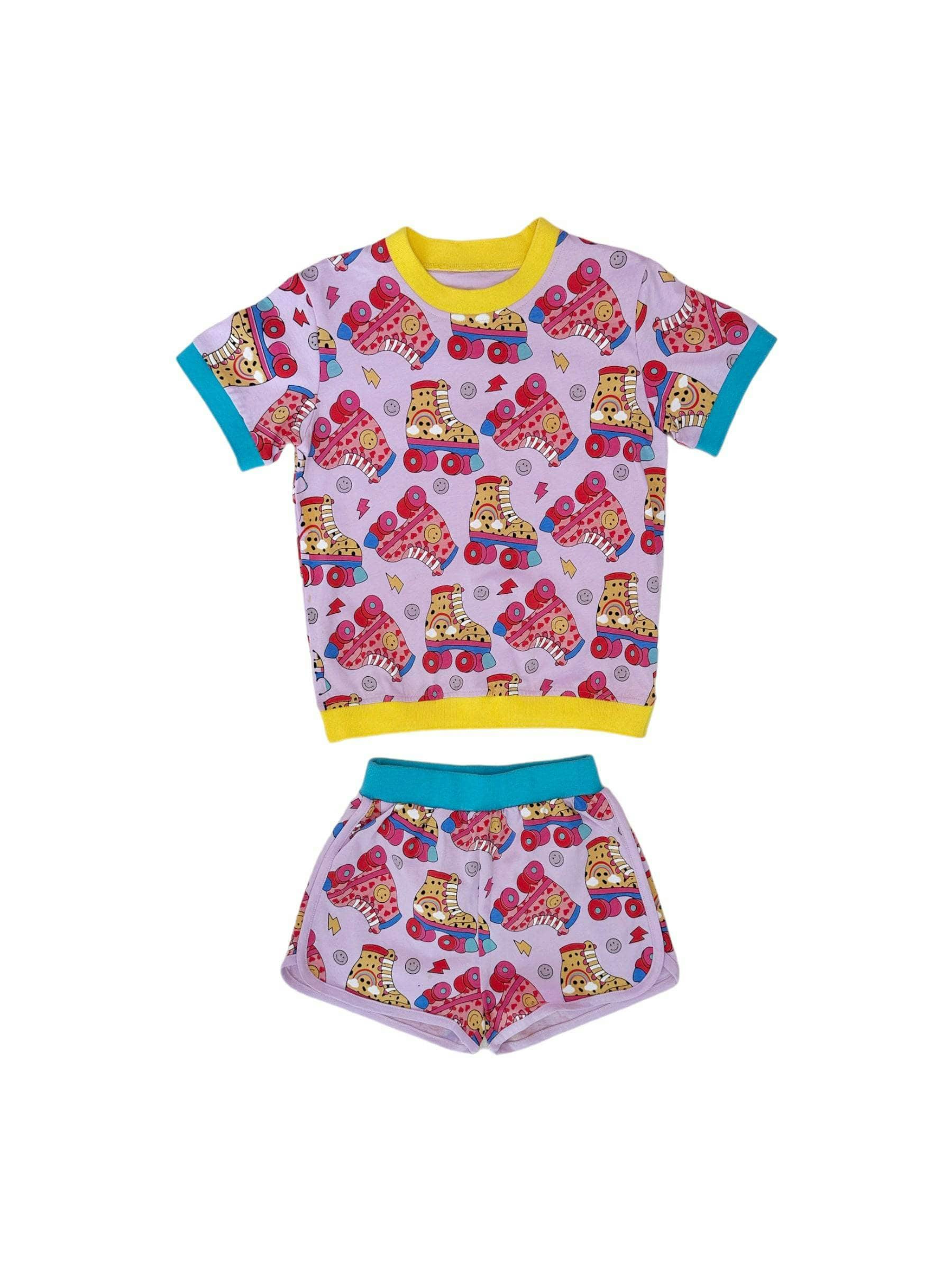Roller Girl Print 2-Piece Tee & Short Set