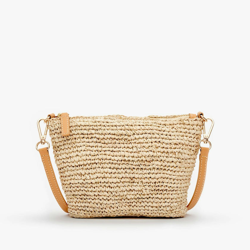 Women's Harley Leather Strap Small Woven Raffia Bag