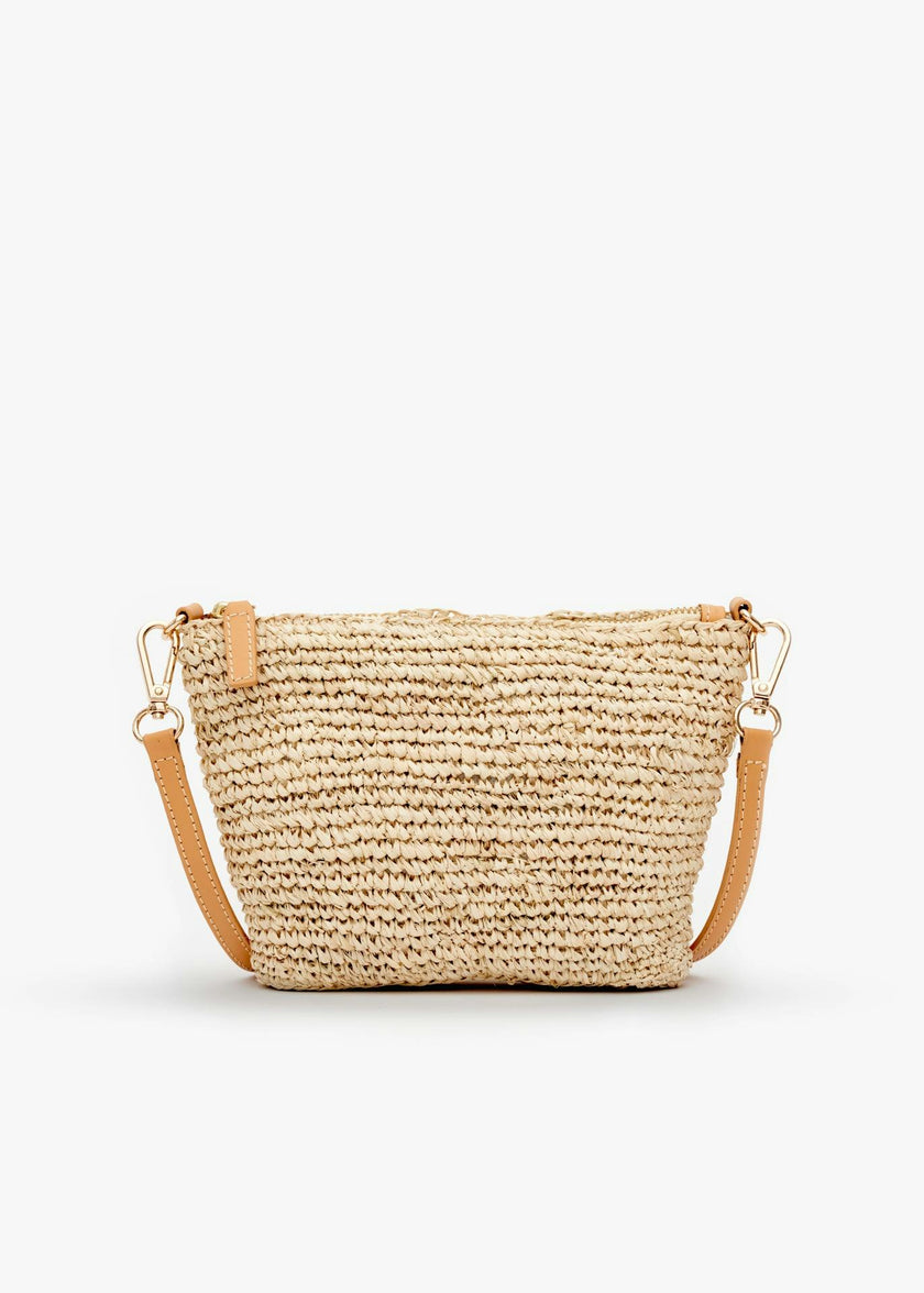 Women's Harley Leather Strap Small Woven Raffia Bag