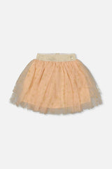 Multi Layer Glittering Mesh Skirt Beige