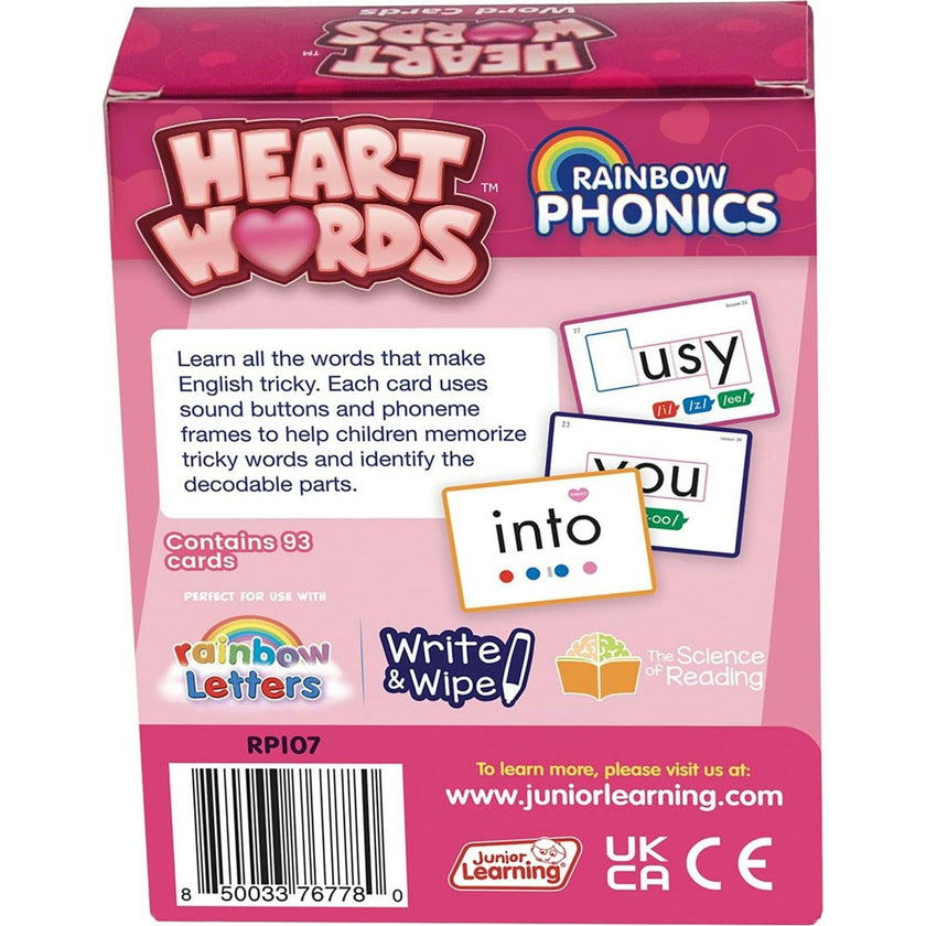Rainbow Phonics - Heart Words - 93 Word Cards