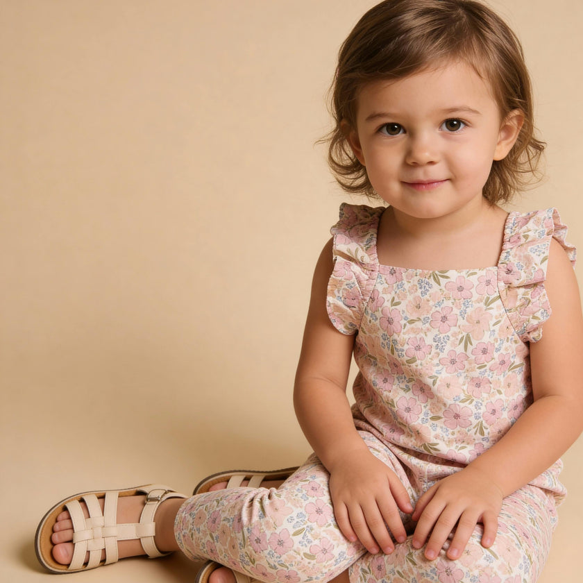 Organic Flutter Romper - Peony