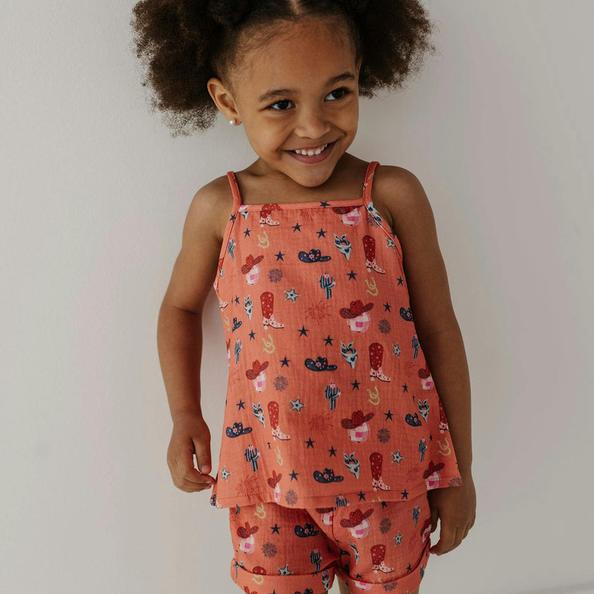 Girl's Gauze Tank & Short Set