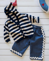 Little Mariner Hoodie in Navy Stripe