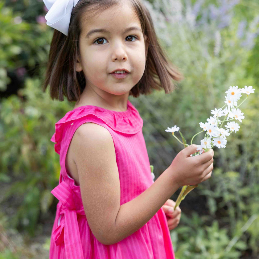 Shimmer Stripe Lawn Dress With Flowers