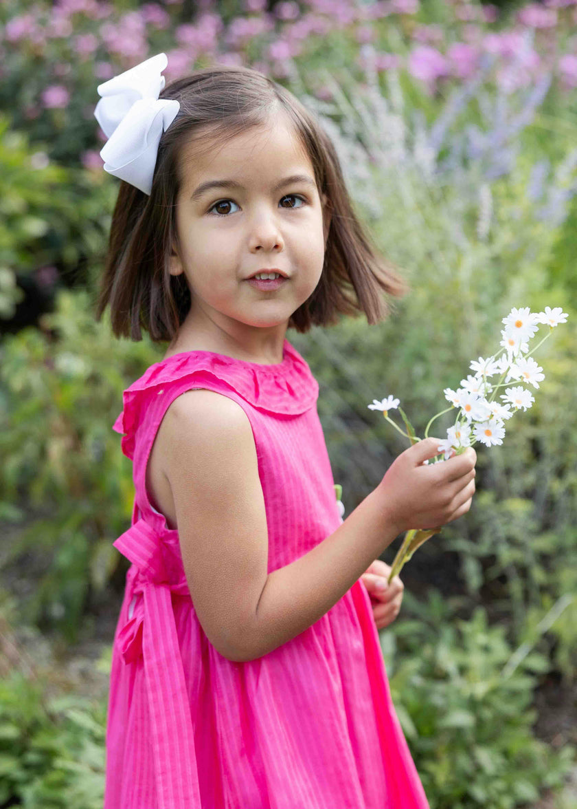 Shimmer Stripe Lawn Dress With Flowers