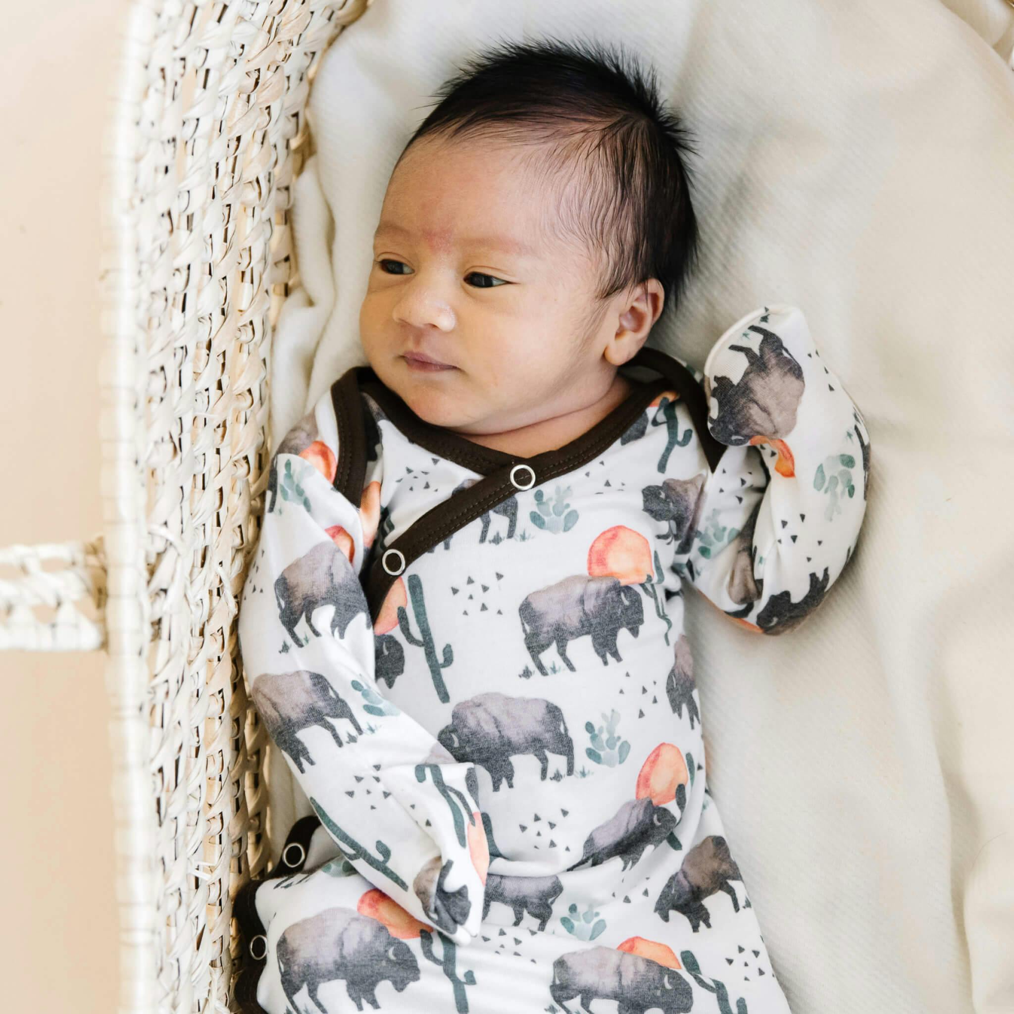 Newborn Knotted Gown - Bison