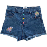 Rainbow Buttons Denim Shorts