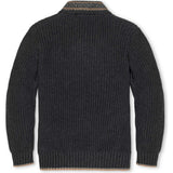 Organic Long Sleeve Shawl Collar Sweater with Intarsia Detail, Grey