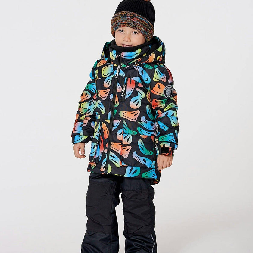 Two-Piece Play Snowsuit with Allover Print Jacket Smiley Face