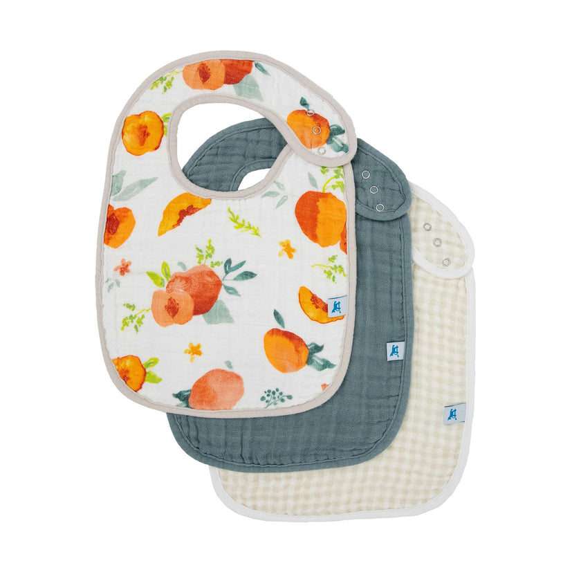 Cotton Muslin Classic Bib 3 Pack - Georgia Peach