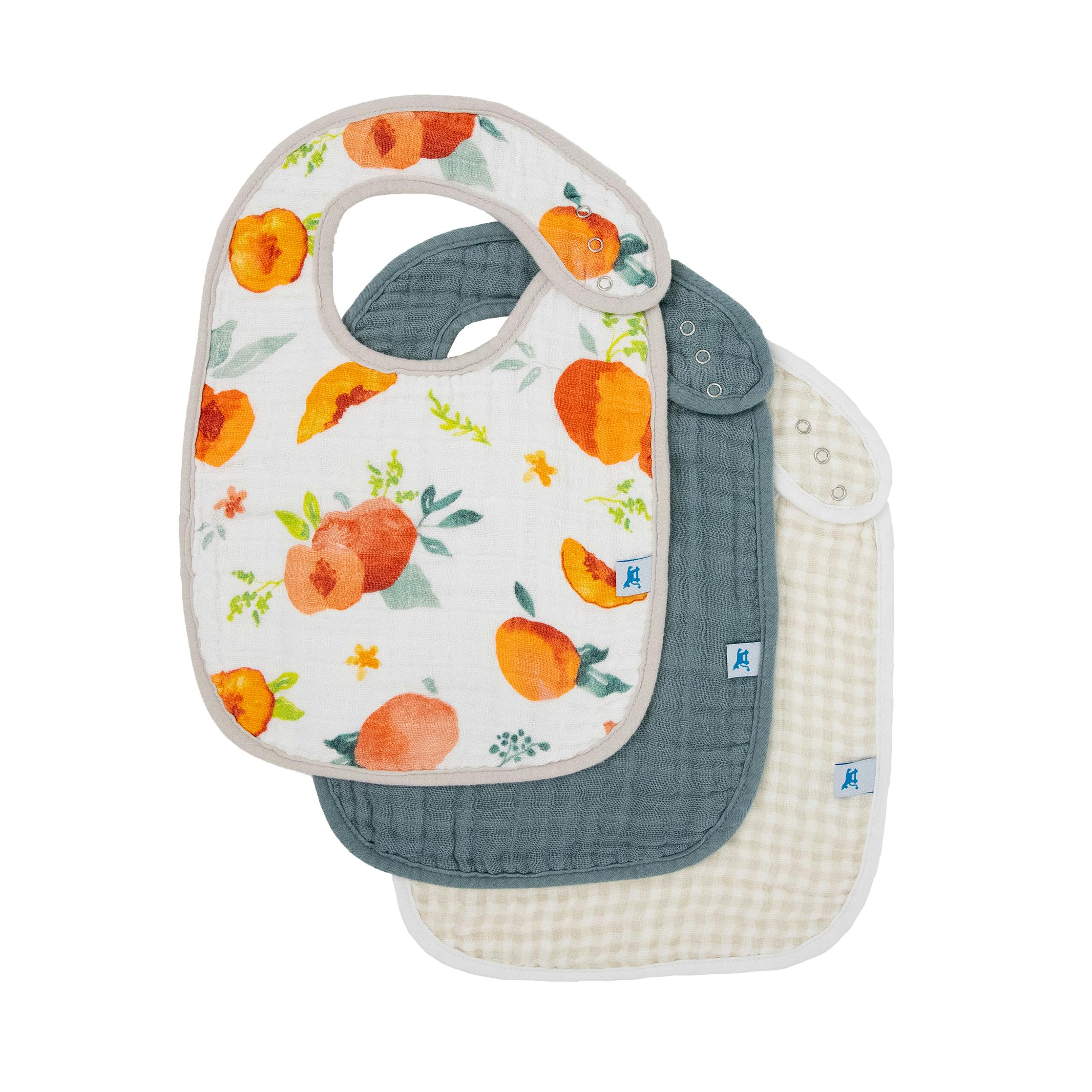 Cotton Muslin Classic Bib 3 Pack - Georgia Peach
