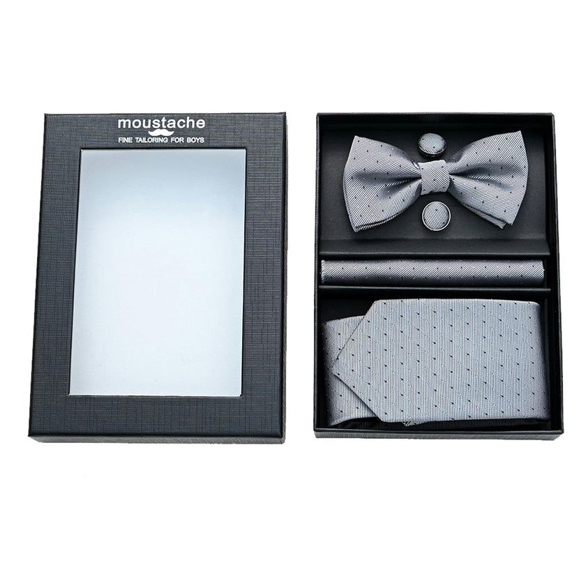 Silver Dotted Tie Set