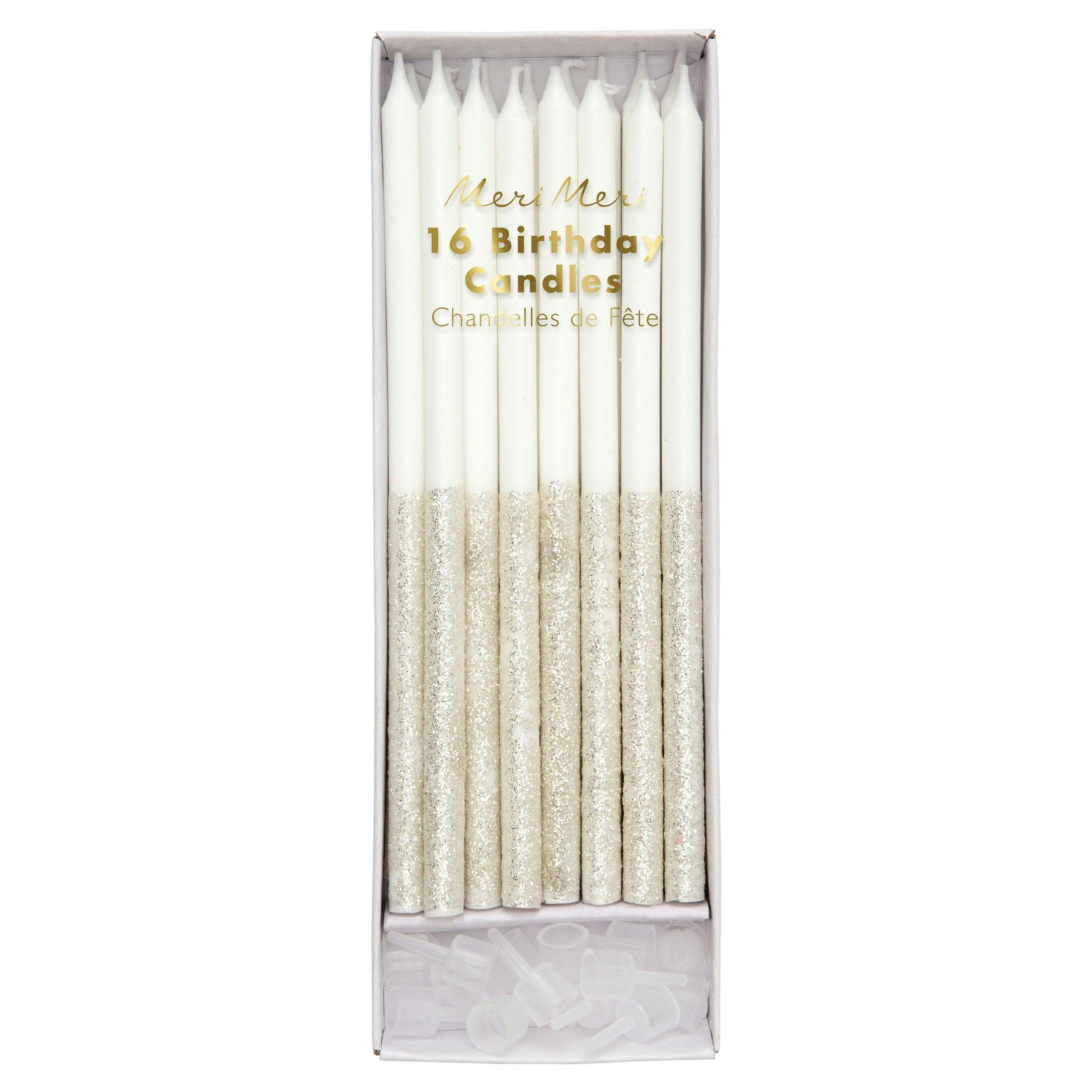 Silver Glitter Dipped Candles
