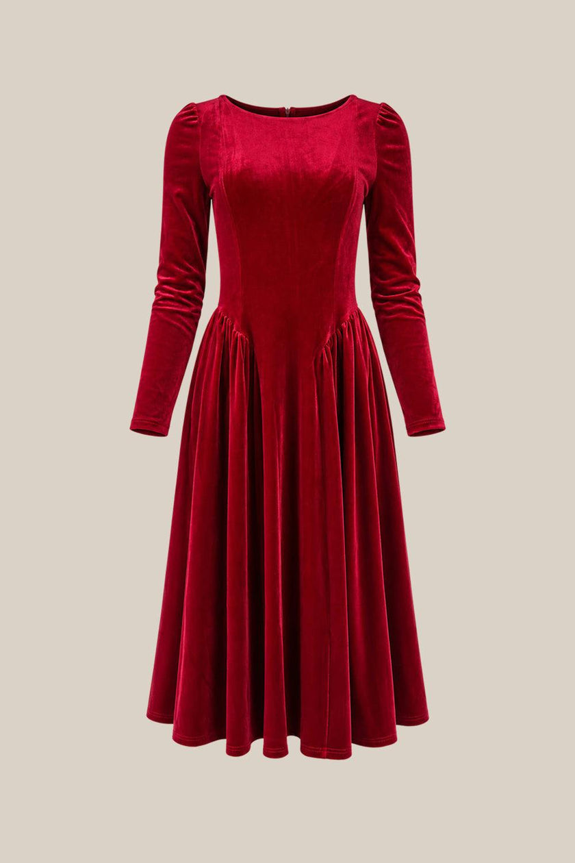 Vera June Dress in Poinsettia Velvet