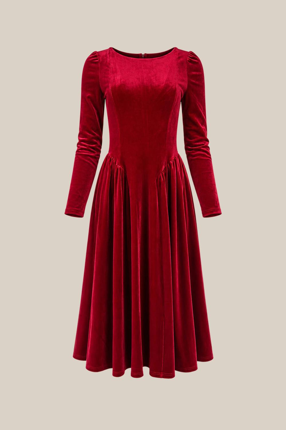 Vera June Dress in Poinsettia Velvet