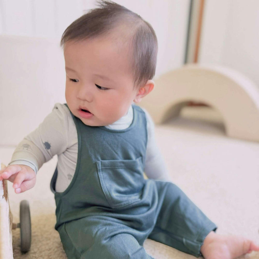 Bamboo Fleece Onesie Overall Set, Beige