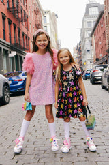 Feather Puff Sleeve Sequin Party Dress
