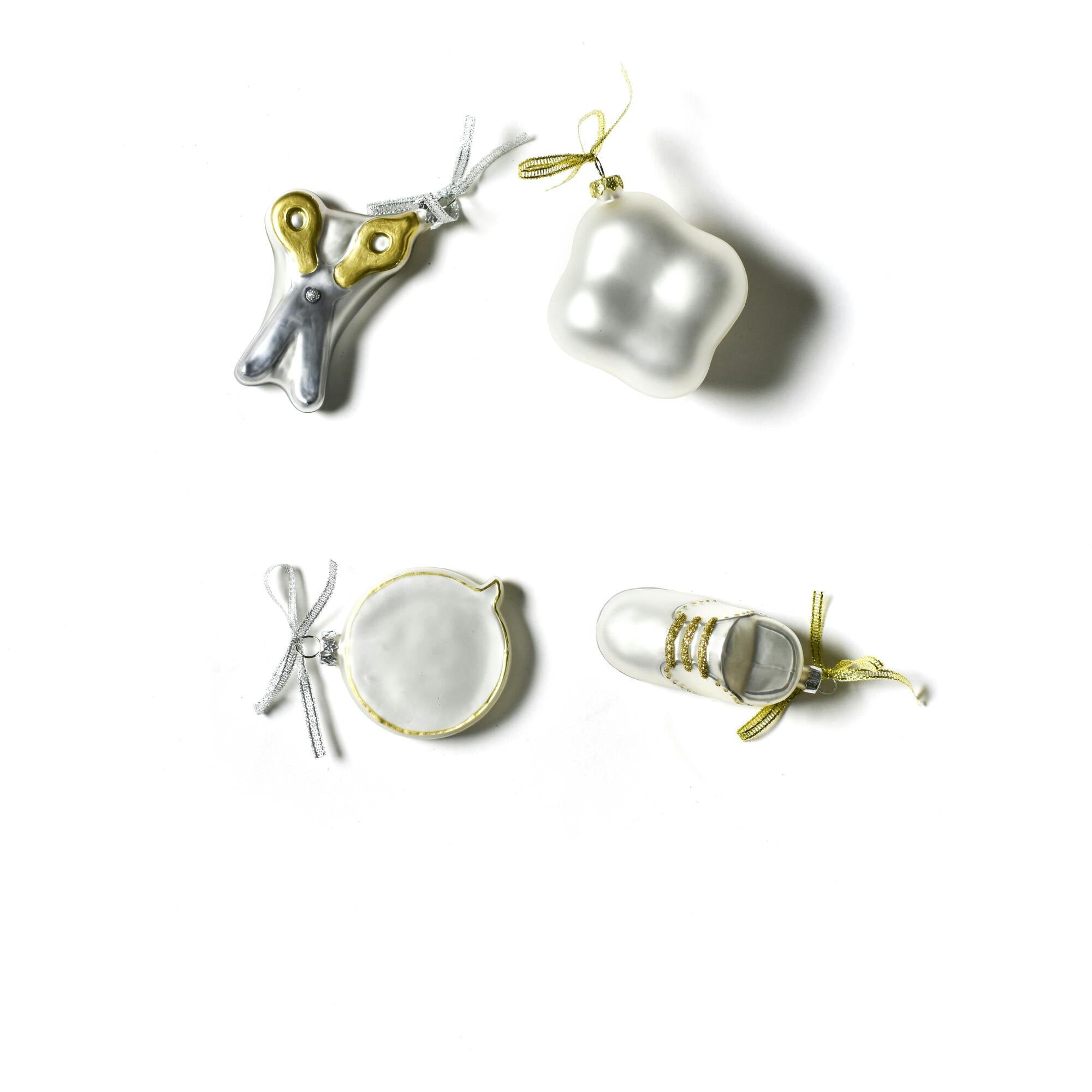 Set of 4 Baby's First Milestones Glass Ornaments